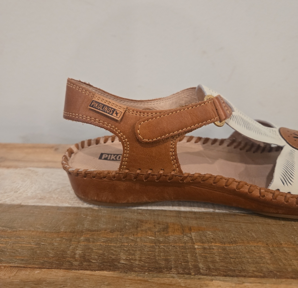 Pikolinos Puerto Vallarta T-Strap Sandals Leather Nata White Sz 38 US 7.5 - 8 - Picture 4 of 9